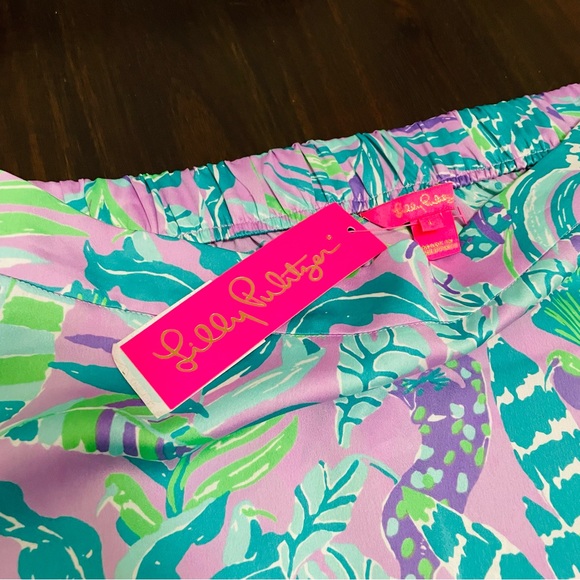 Lilly Pulitzer Britney Midi Skirt Purple Floral Faux Wrap Flowy Ruffled Hem - Picture 16 of 16